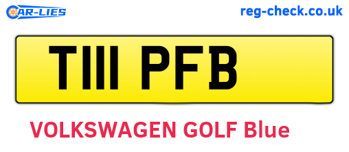 T111PFB are the vehicle registration plates.