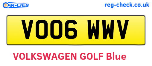 VO06WWV are the vehicle registration plates.