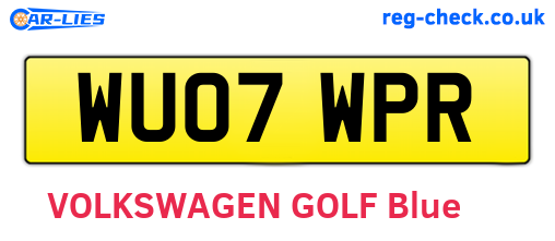 WU07WPR are the vehicle registration plates.