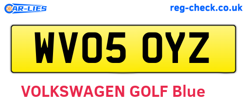 WV05OYZ are the vehicle registration plates.
