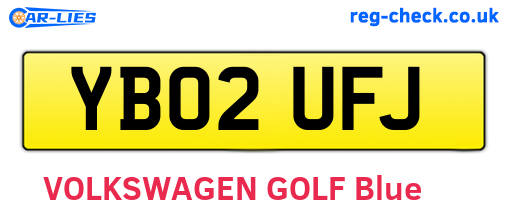 YB02UFJ are the vehicle registration plates.