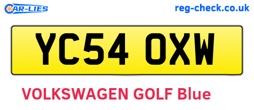 YC54OXW are the vehicle registration plates.