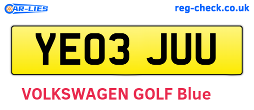 YE03JUU are the vehicle registration plates.