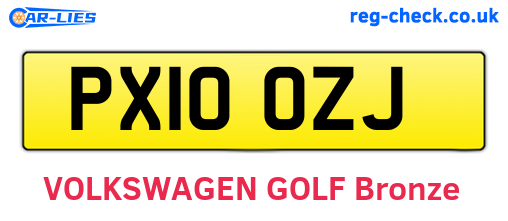 PX10OZJ are the vehicle registration plates.