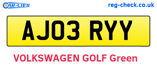 AJ03RYY are the vehicle registration plates.