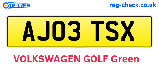 AJ03TSX are the vehicle registration plates.