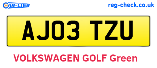 AJ03TZU are the vehicle registration plates.