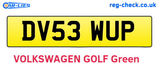 DV53WUP are the vehicle registration plates.