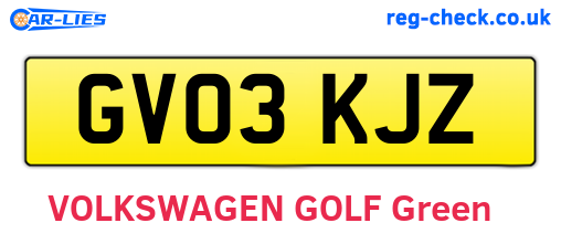 GV03KJZ are the vehicle registration plates.