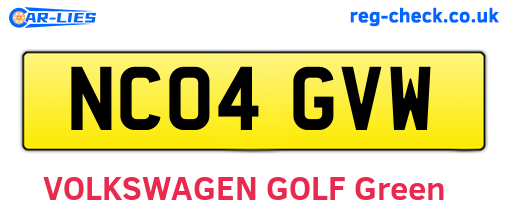 NC04GVW are the vehicle registration plates.