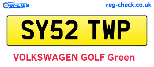 SY52TWP are the vehicle registration plates.