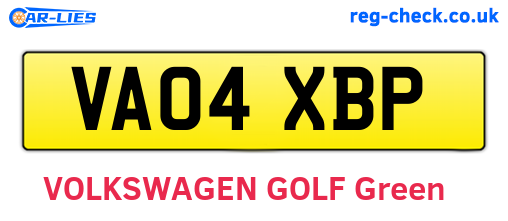 VA04XBP are the vehicle registration plates.