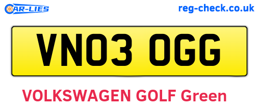 VN03OGG are the vehicle registration plates.
