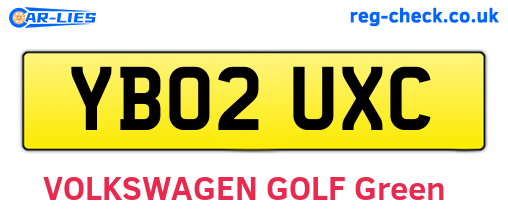 YB02UXC are the vehicle registration plates.