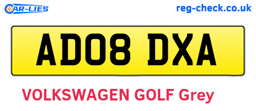 AD08DXA are the vehicle registration plates.