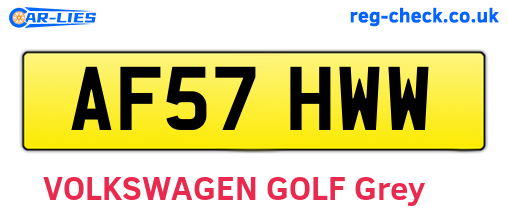 AF57HWW are the vehicle registration plates.