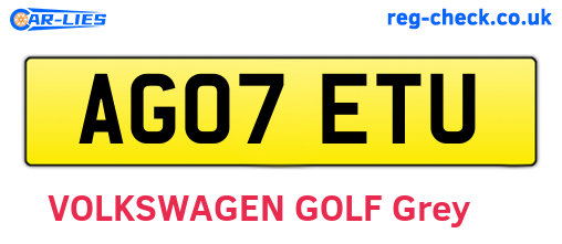 AG07ETU are the vehicle registration plates.