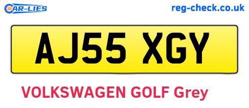 AJ55XGY are the vehicle registration plates.