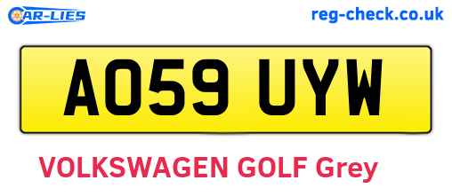 AO59UYW are the vehicle registration plates.
