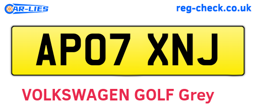 AP07XNJ are the vehicle registration plates.