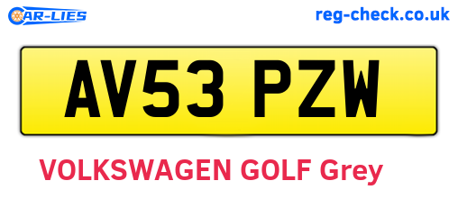 AV53PZW are the vehicle registration plates.