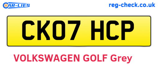 CK07HCP are the vehicle registration plates.
