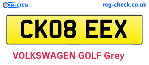 CK08EEX are the vehicle registration plates.