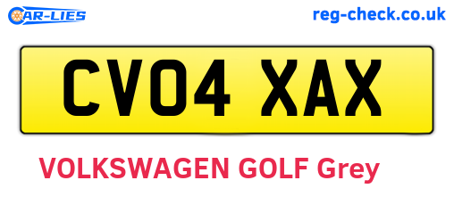 CV04XAX are the vehicle registration plates.
