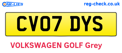 CV07DYS are the vehicle registration plates.