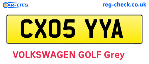 CX05YYA are the vehicle registration plates.
