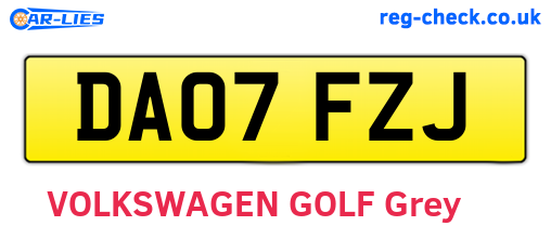 DA07FZJ are the vehicle registration plates.