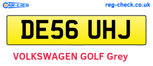 DE56UHJ are the vehicle registration plates.
