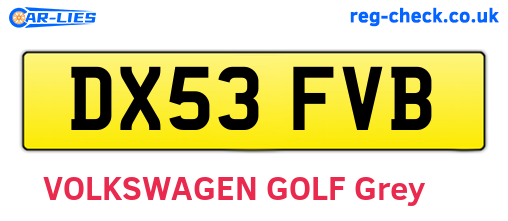 DX53FVB are the vehicle registration plates.