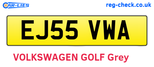 EJ55VWA are the vehicle registration plates.
