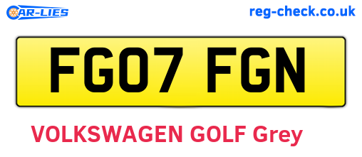 FG07FGN are the vehicle registration plates.