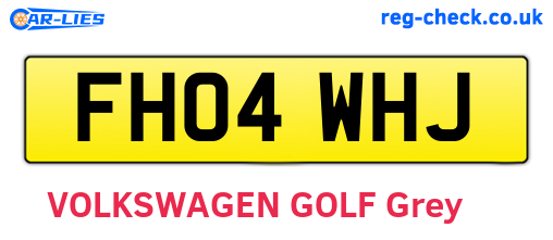 FH04WHJ are the vehicle registration plates.
