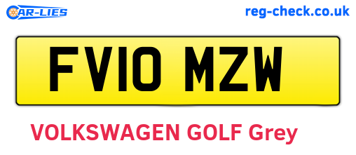 FV10MZW are the vehicle registration plates.
