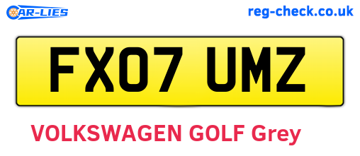 FX07UMZ are the vehicle registration plates.