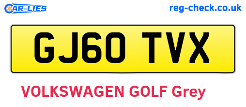 GJ60TVX are the vehicle registration plates.