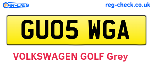GU05WGA are the vehicle registration plates.