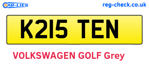 K215TEN are the vehicle registration plates.