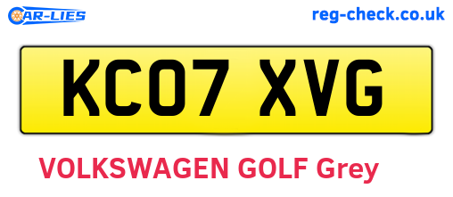 KC07XVG are the vehicle registration plates.