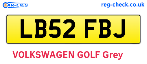 LB52FBJ are the vehicle registration plates.