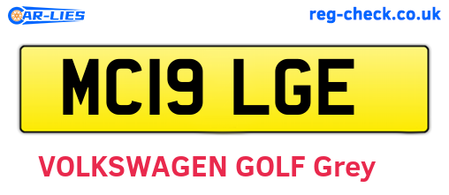 MC19LGE are the vehicle registration plates.