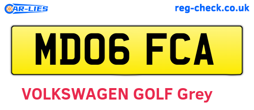 MD06FCA are the vehicle registration plates.