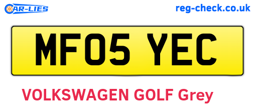MF05YEC are the vehicle registration plates.