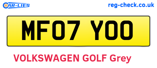 MF07YOO are the vehicle registration plates.