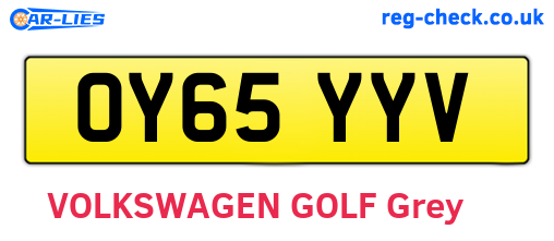 OY65YYV are the vehicle registration plates.