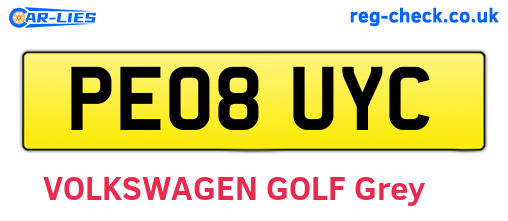 PE08UYC are the vehicle registration plates.