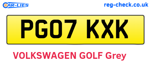 PG07KXK are the vehicle registration plates.